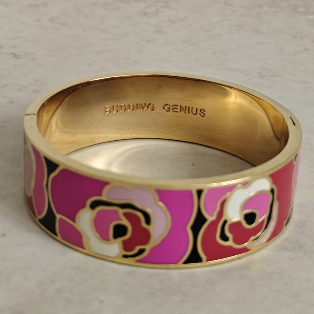 Kate Spade Budding Genius Gold & Pink Floral Bangle - Picture 7 of 13